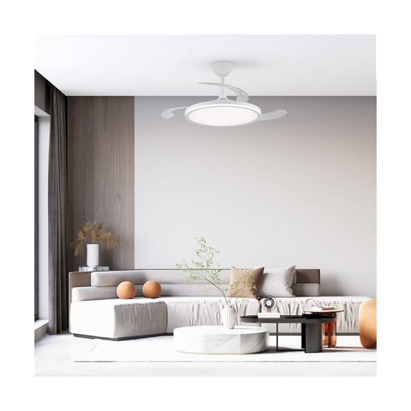 Ventilador LED aspas retráctiles ASTOR, blanco 45+9W 5565Lm CCT Dim