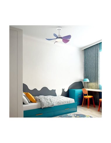 Ventilador de teto infantil LED com pás coloridas, BABY 24+7W 3080Lm CCT