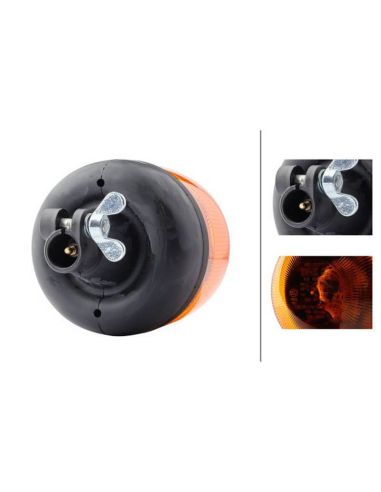HELLA RotaLED 2RL 010 979-011 LED Rotating Beacon – 12/24V – Montagem em tubo flexível – IPX9K – ADR – Amarelo