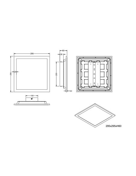Plafón de techo LED cuadrado SIRIUS con sensor de movimiento 19W 2050lm 3000K IP20