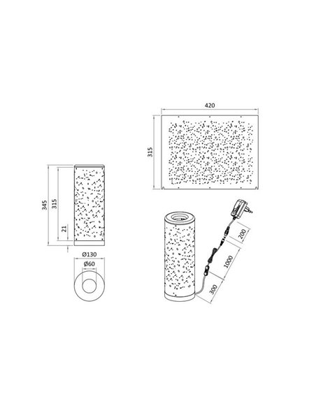 Lámpara LED de sobremesa TACO efecto estrellas, con interruptor en cable 4W 380lm, 3000K IP20