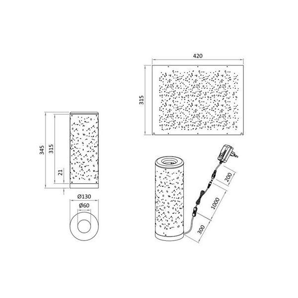 Lámpara LED de sobremesa TACO efecto estrellas, con interruptor en cable 4W 380lm, 3000K IP20