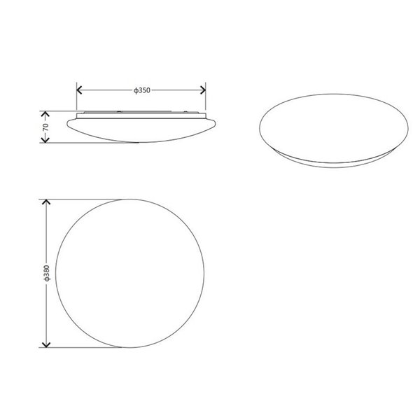 Plafonnier rond LED UMBRIA, grand Ø38cm, 12W, 1600lm, lumière blanche naturelle, 4000K, IP20