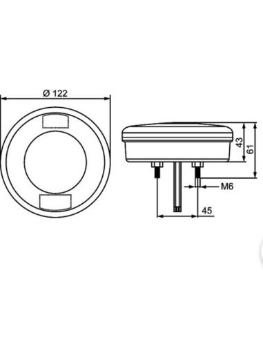 Medidas Trasero LED redondo Posición y Freno 24/12V HELLA VALUEFIT - Rojo - ECE - 2SB 357 027-011  12,2Cm R1 S1