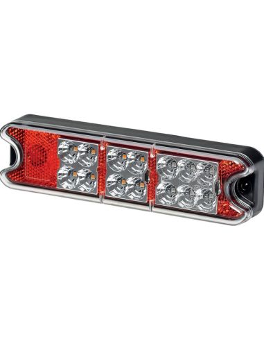 Piloto Trasero LED HELLA 2VA 357 021-001 – 12/24V – 4 Funciones – Montaje Exterior – Tulipa Roja/Transparente