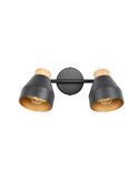 Regleta de 2 focos de techo orientables VALENTIN detalle acabado madera, bombilla excl. 2x E14 max. 10W IP20 Negro