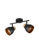 Regleta de 2 focos de techo orientables VALENTIN detalle acabado madera, bombilla excl. 2x E14 max. 10W IP20 Negro