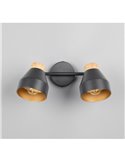 Regleta de 2 focos de techo orientables VALENTIN detalle acabado madera, bombilla excl. 2x E14 max. 10W IP20 Negro
