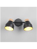Regleta de 2 focos de techo orientables VALENTIN detalle acabado madera, bombilla excl. 2x E14 max. 10W IP20 Negro