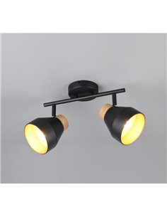 Plafonnier orientable à 2 spots VALENTIN avec finition bois, ampoule exclue. 2x E14 max. 10W IP20 Noir 2