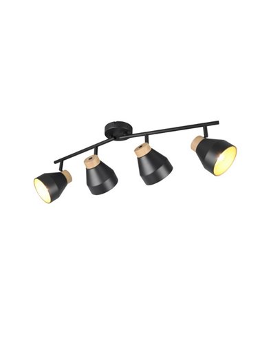 Réglette lumineuse orientable 4 spots pour plafond ou applique murale VALENTIN, ampoule exclue. 4x E14 max. 10 W IP20