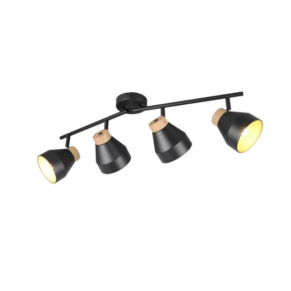 Réglette lumineuse orientable 4 spots pour plafond ou applique murale VALENTIN, ampoule exclue. 4x E14 max. 10 W IP20