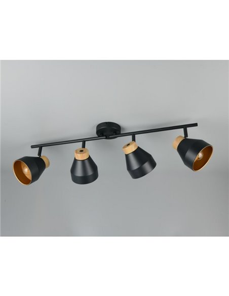 Réglette lumineuse orientable 4 spots pour plafond ou applique murale VALENTIN, ampoule exclue. 4x E14 max. 10 W IP20