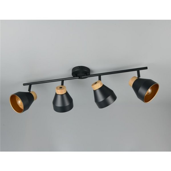 Réglette lumineuse orientable 4 spots pour plafond ou applique murale VALENTIN, ampoule exclue. 4x E14 max. 10 W IP20