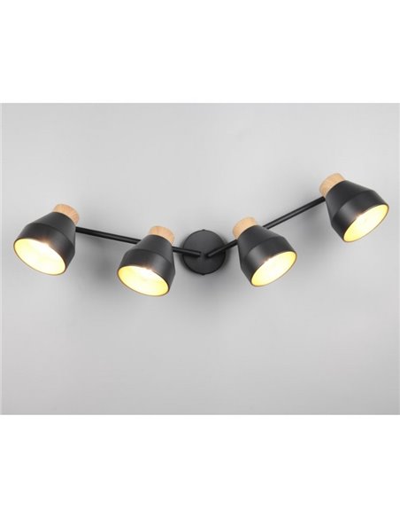 Faixa de luz ajustável de 4 pontos para teto ou parede VALENTIN, lâmpada excl. 4x E14 máx. 10 W IP20