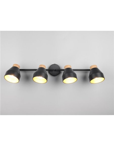 Réglette lumineuse orientable 4 spots pour plafond ou applique murale VALENTIN, ampoule exclue. 4x E14 max. 10 W IP20