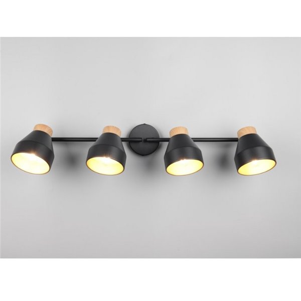 Réglette lumineuse orientable 4 spots pour plafond ou applique murale VALENTIN, ampoule exclue. 4x E14 max. 10 W IP20