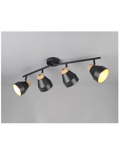 Réglette lumineuse orientable 4 spots pour plafond ou applique murale VALENTIN, ampoule exclue. 4x E14 max. 10 W IP20 2