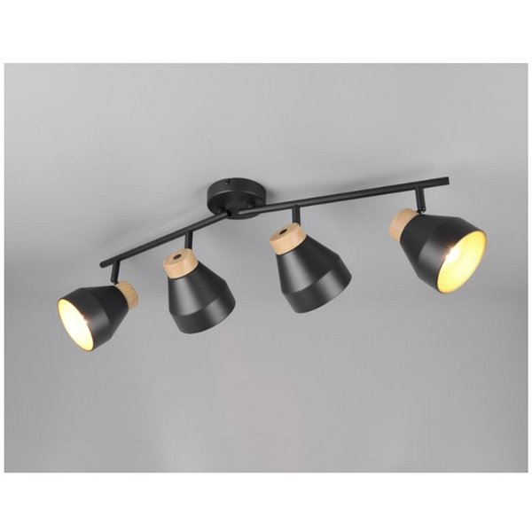 Réglette lumineuse orientable 4 spots pour plafond ou applique murale VALENTIN, ampoule exclue. 4x E14 max. 10 W IP20