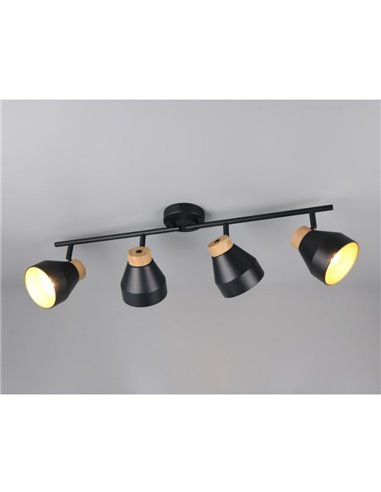 Réglette lumineuse orientable 4 spots pour plafond ou applique murale VALENTIN, ampoule exclue. 4x E14 max. 10 W IP20