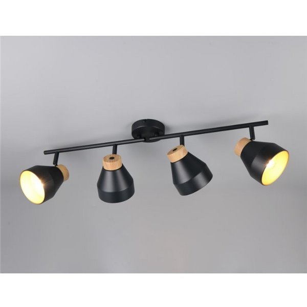 Réglette lumineuse orientable 4 spots pour plafond ou applique murale VALENTIN, ampoule exclue. 4x E14 max. 10 W IP20