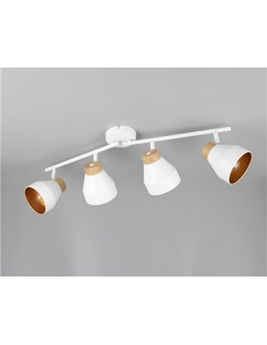 Faixa de luz ajustável de 4 pontos para teto ou parede VALENTIN, lâmpada excl. 4x E14 máx. 10W IP20 Branco