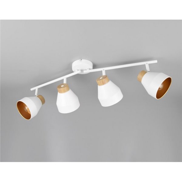 Réglette lumineuse orientable 4 spots pour plafond ou applique murale VALENTIN, ampoule exclue. 4x E14 max. 10W IP20 Blanc