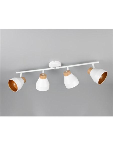 Regleta de 4 focos orientables para techo o pared VALENTIN bombilla excl. 4x E14 max. 10W IP20 Blanco