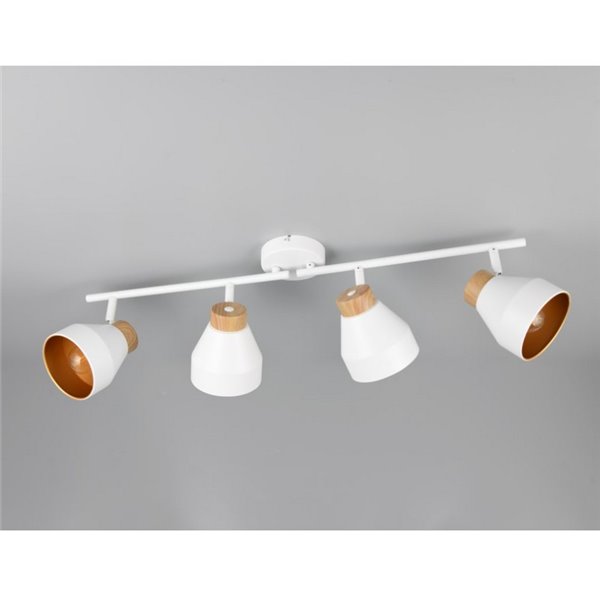 Faixa de luz ajustável de 4 pontos para teto ou parede VALENTIN, lâmpada excl. 4x E14 máx. 10W IP20 Branco