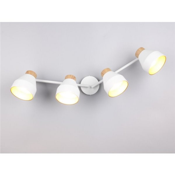 Faixa de luz ajustável de 4 pontos para teto ou parede VALENTIN, lâmpada excl. 4x E14 máx. 10W IP20 Branco