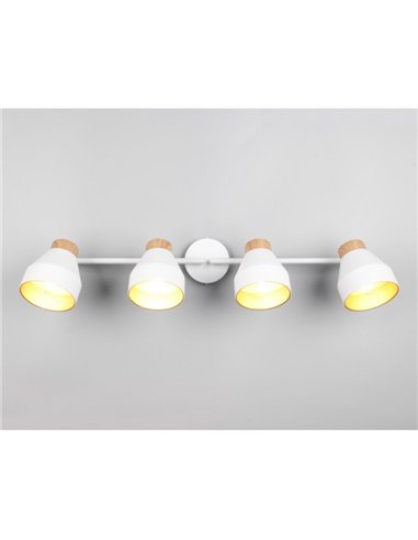 Faixa de luz ajustável de 4 pontos para teto ou parede VALENTIN, lâmpada excl. 4x E14 máx. 10W IP20 Branco