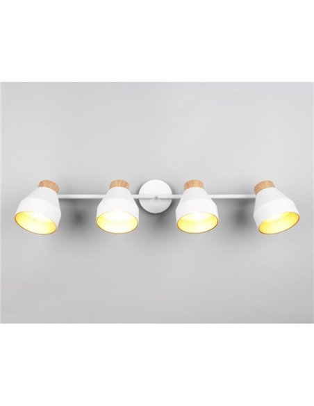 Faixa de luz ajustável de 4 pontos para teto ou parede VALENTIN, lâmpada excl. 4x E14 máx. 10W IP20 Branco