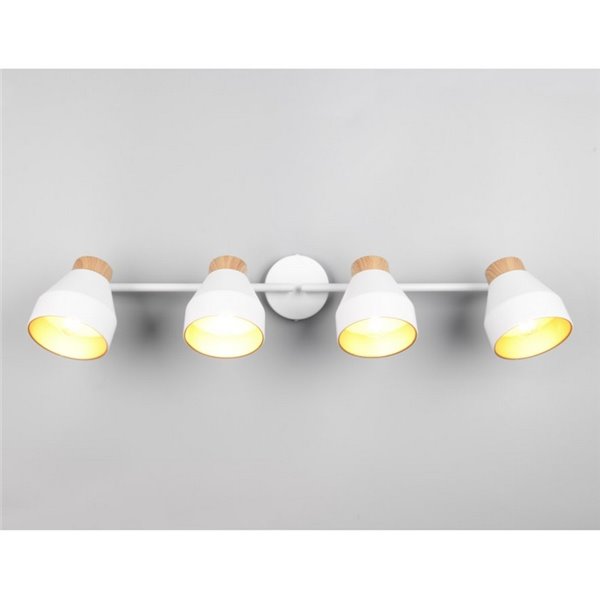 Réglette lumineuse orientable 4 spots pour plafond ou applique murale VALENTIN, ampoule exclue. 4x E14 max. 10W IP20 Blanc