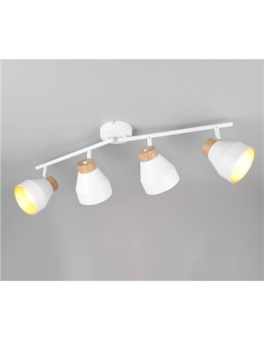 Faixa de luz ajustável de 4 pontos para teto ou parede VALENTIN, lâmpada excl. 4x E14 máx. 10W IP20 Branco