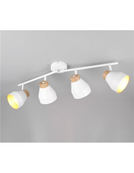 Regleta de 4 focos orientables para techo o pared VALENTIN bombilla excl. 4x E14 max. 10W IP20 Blanco