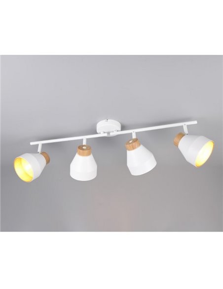 Faixa de luz ajustável de 4 pontos para teto ou parede VALENTIN, lâmpada excl. 4x E14 máx. 10W IP20 Branco