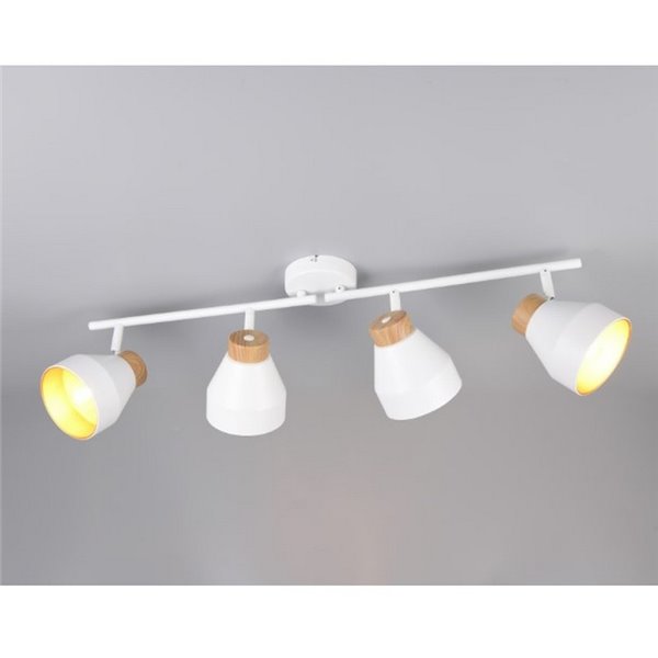 Réglette lumineuse orientable 4 spots pour plafond ou applique murale VALENTIN, ampoule exclue. 4x E14 max. 10W IP20 Blanc
