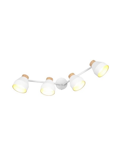 Faixa de luz ajustável de 4 pontos para teto ou parede VALENTIN, lâmpada excl. 4x E14 máx. 10W IP20 Branco