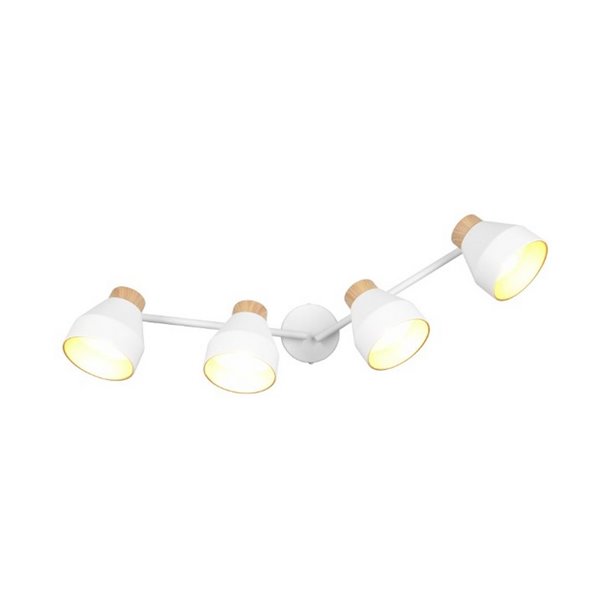 Réglette lumineuse orientable 4 spots pour plafond ou applique murale VALENTIN, ampoule exclue. 4x E14 max. 10W IP20 Blanc