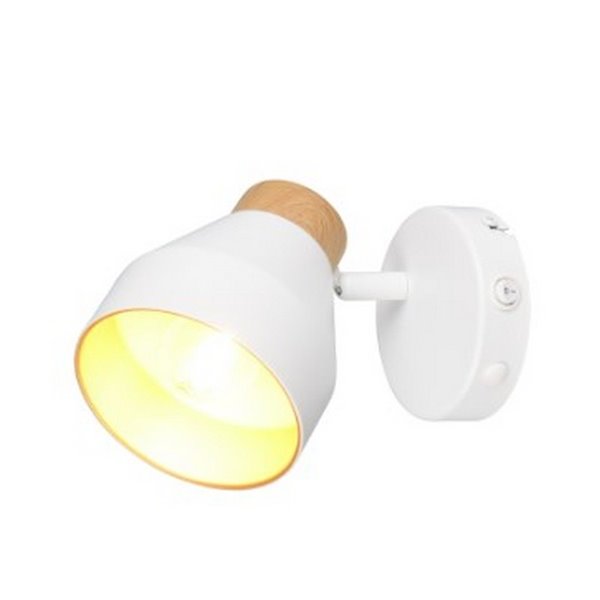 Spot mural ou plafonnier orientable VALENTIN avec interrupteur intégré, ampoule exclue. 1x E14 max. 10W IP20 Blanc