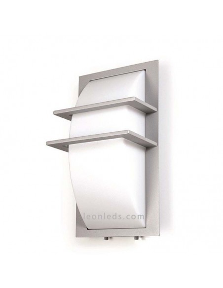 Aplique de pared gris para exterior serie Mito de dopo IP65 de acero inoxidable rectangular | LeonLeds Iluminación