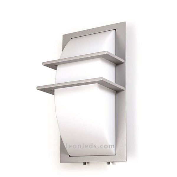 Aplique de pared gris para exterior serie Mito de dopo IP65 de acero inoxidable rectangular | LeonLeds Iluminación