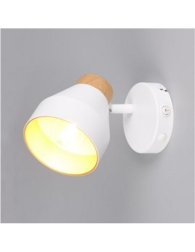Holofote ajustável de parede ou teto VALENTIN com interruptor integrado, lâmpada excl. 1x E14 máx. 10W IP20 Branco