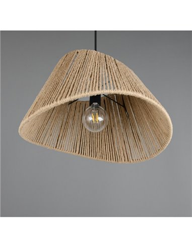 Plafonnier VALERIE avec abat-jour en jute naturel, hauteur réglable, ampoule exclue. 1x E27 max. 40 W IP20