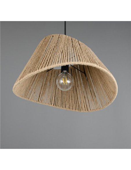 Plafonnier VALERIE avec abat-jour en jute naturel, hauteur réglable, ampoule exclue. 1x E27 max. 40 W IP20