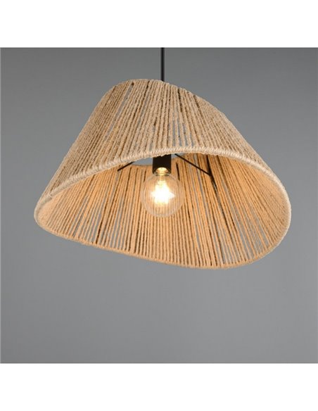 Plafonnier VALERIE avec abat-jour en jute naturel, hauteur réglable, ampoule exclue. 1x E27 max. 40 W IP20