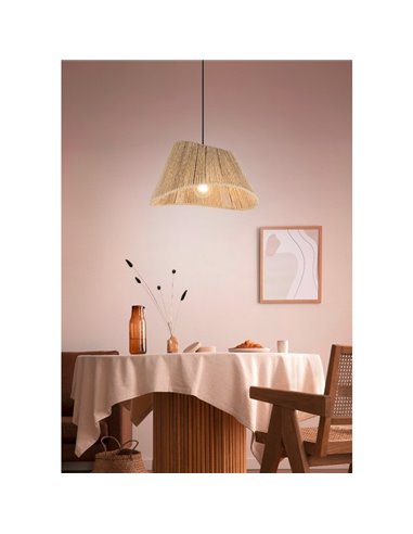 Plafonnier VALERIE avec abat-jour en jute naturel, hauteur réglable, ampoule exclue. 1x E27 max. 40 W IP20