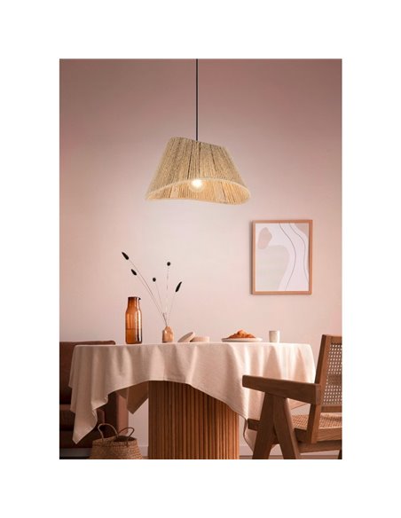 Plafonnier VALERIE avec abat-jour en jute naturel, hauteur réglable, ampoule exclue. 1x E27 max. 40 W IP20