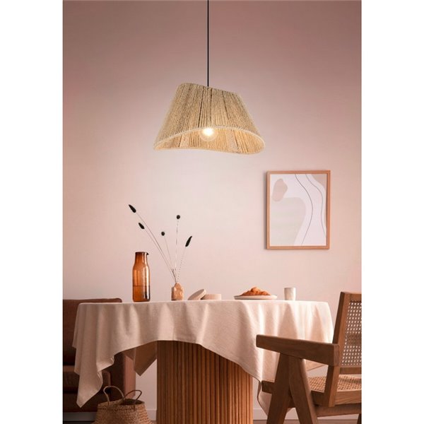 Plafonnier VALERIE avec abat-jour en jute naturel, hauteur réglable, ampoule exclue. 1x E27 max. 40 W IP20