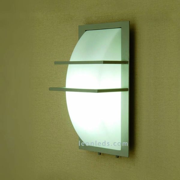 Applique murale d'extérieur grise série Mito by dopo IP65 rectangulaire en acier inoxydable | Éclairage LeonLeds